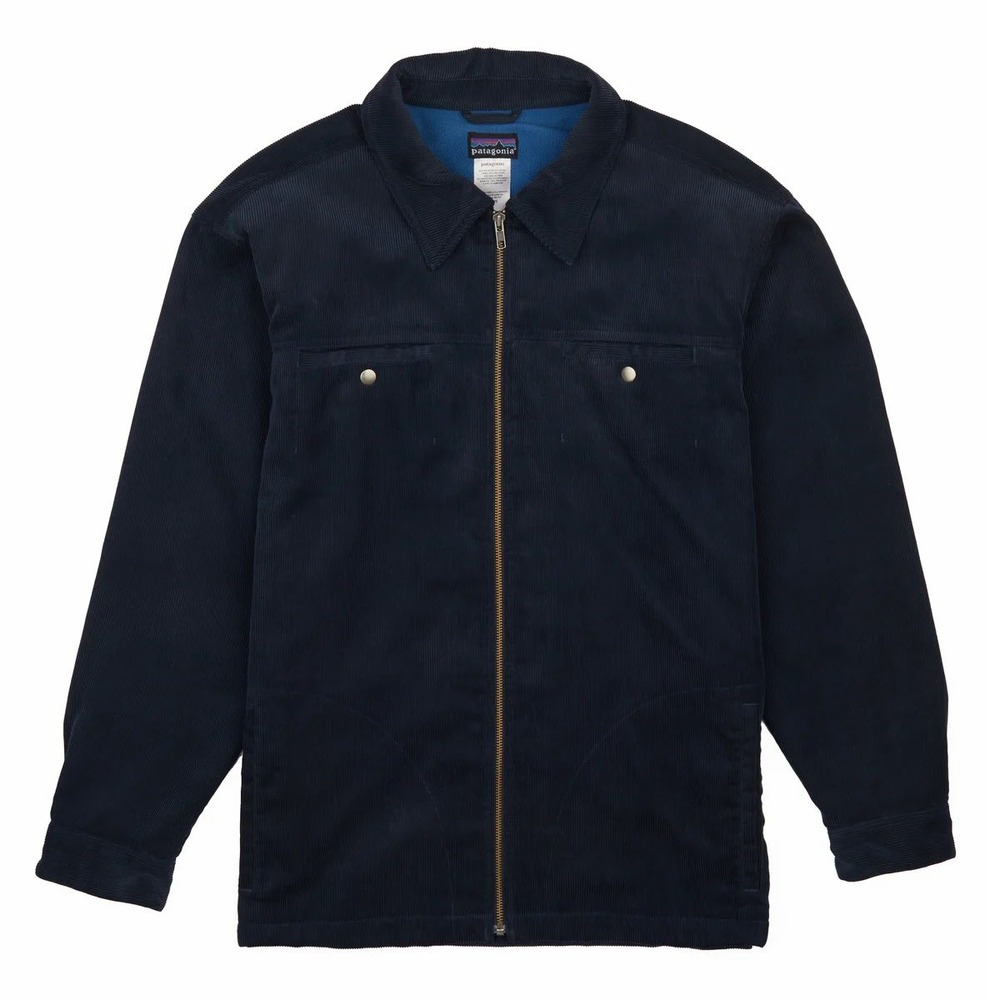 Patagonia Vintage Cordwarmer Jacket Navy Blue Fleece Lined Full Zip XXL